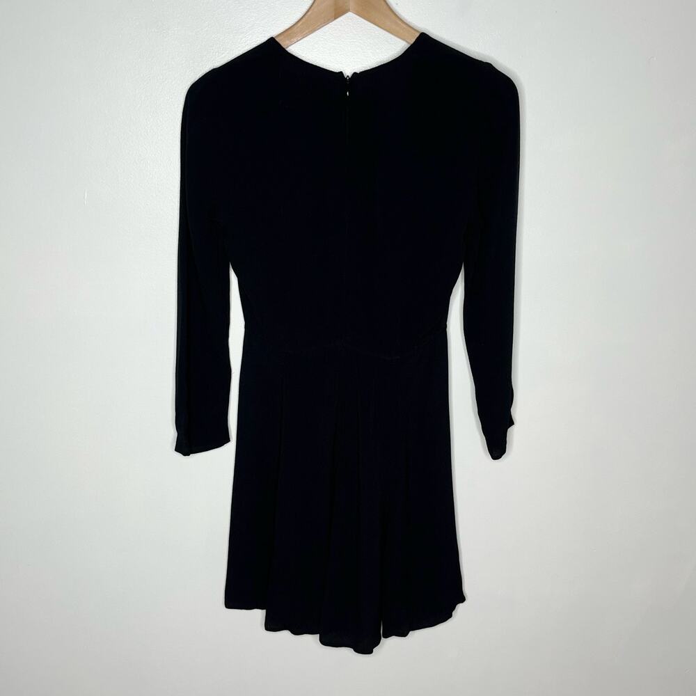 Reformation Black Mini Dress Size 2 Long Sleeve Fit & Flare Sustainable Made USA - Picture 7 of 9